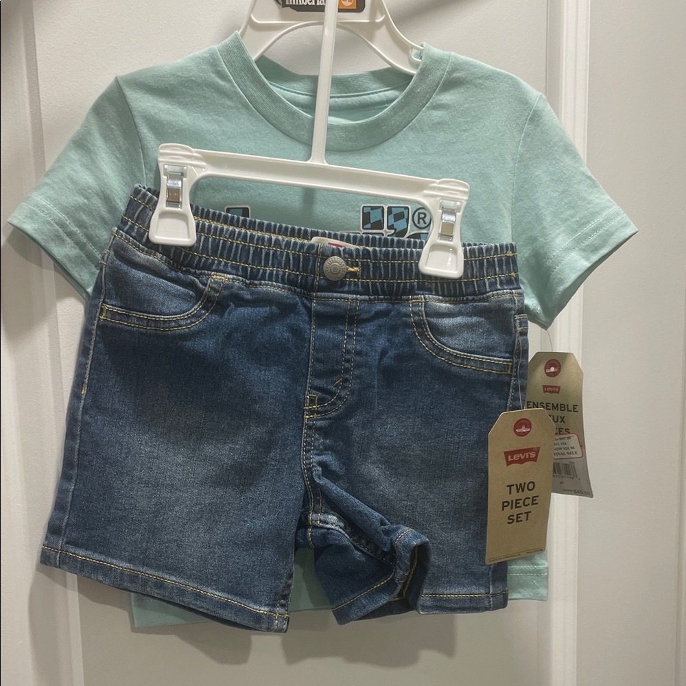 Levi's Kids Aqua Tee and Denim Shorts Set